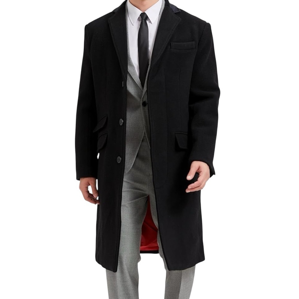 Arthur‎ Black Men's Black Wool Cashmere Blend Over Coat